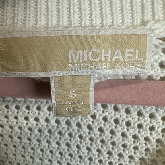 Michael Kors Cotton Knit Sweater Dress Women’s sz.SMALL White V-neck - Picture 5 of 7